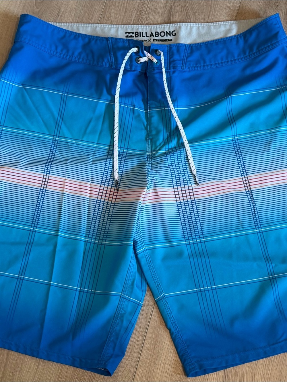 Billabong Blue Gradient Plaid Boardshorts
